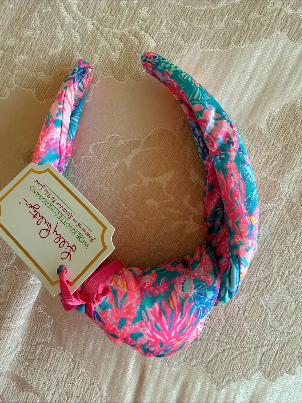 Lilly Pulitzer Kids Knotted Floral Headband in Pink & Blue